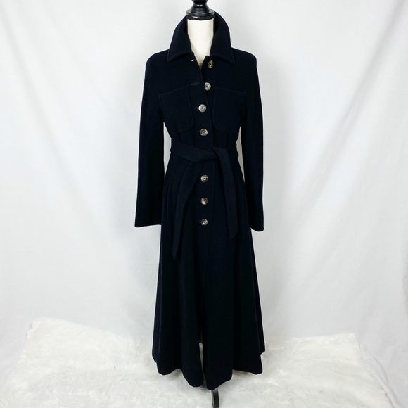 MaxMara Jackets & Blazers - MaxMara 100% Virgin Wool Black Belted Trench Coat